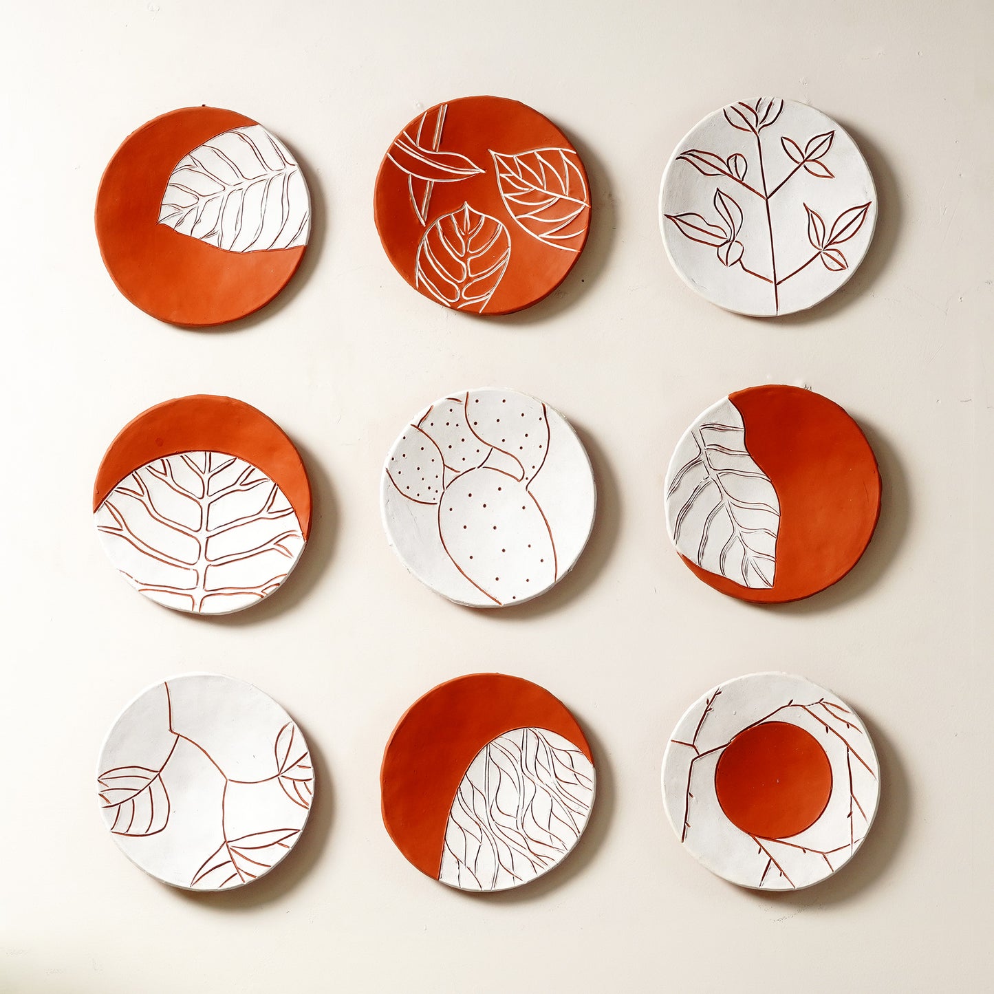 Wall Mounts & Accents Windswept Leaves - Handmade Terracotta Wall Mount Decor (Set of 9)