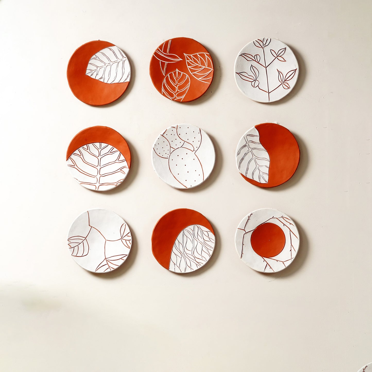 Wall Mounts & Accents Windswept Leaves - Handmade Terracotta Wall Mount Decor (Set of 9)
