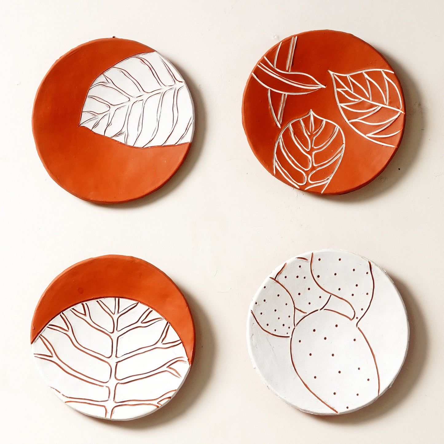 Wall Mounts & Accents Windswept Leaves - Handmade Terracotta Wall Mount Decor (Set of 9)