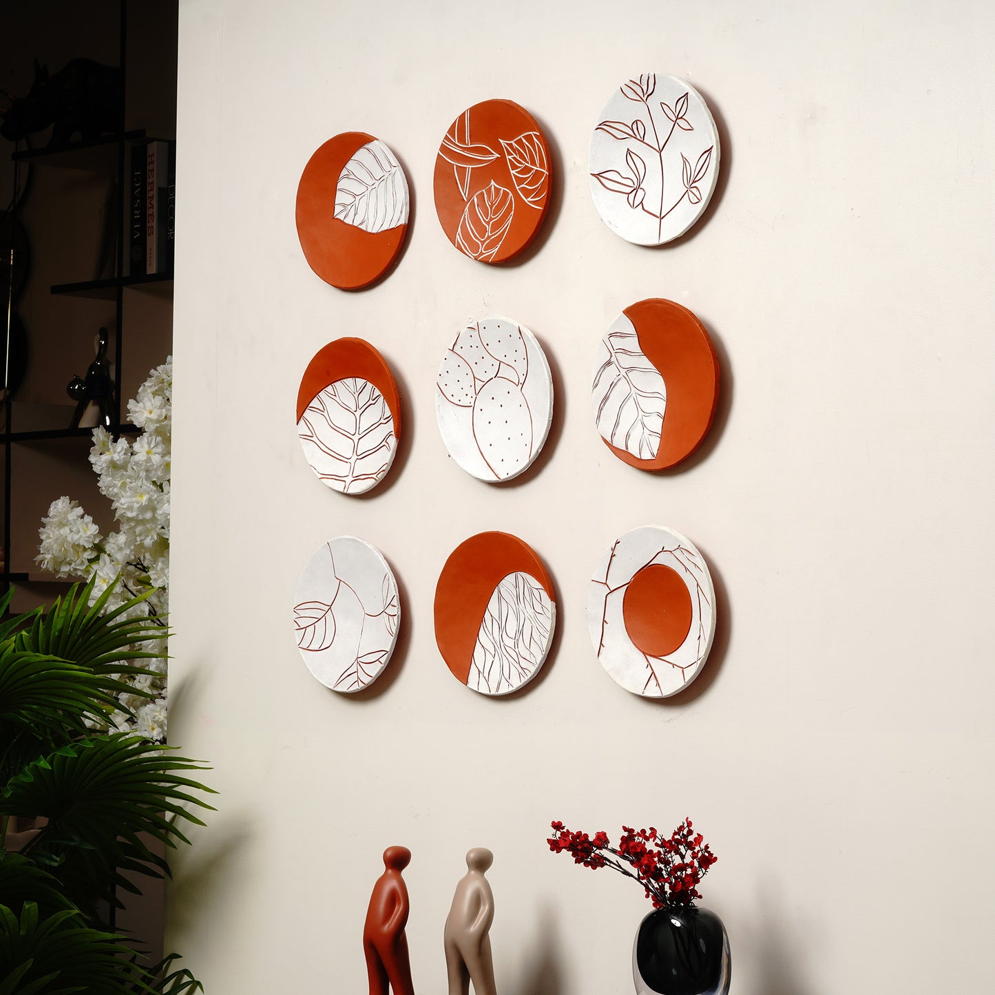 Wall Mounts & Accents Windswept Leaves - Handmade Terracotta Wall Mount Decor (Set of 9)