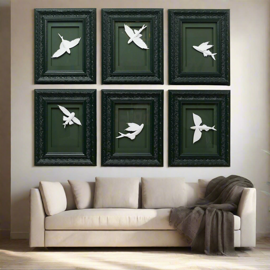 Aviara, The Flight Within - Premium Handmade Wall Art (Set of 6) ~ 5 ft x 4ft