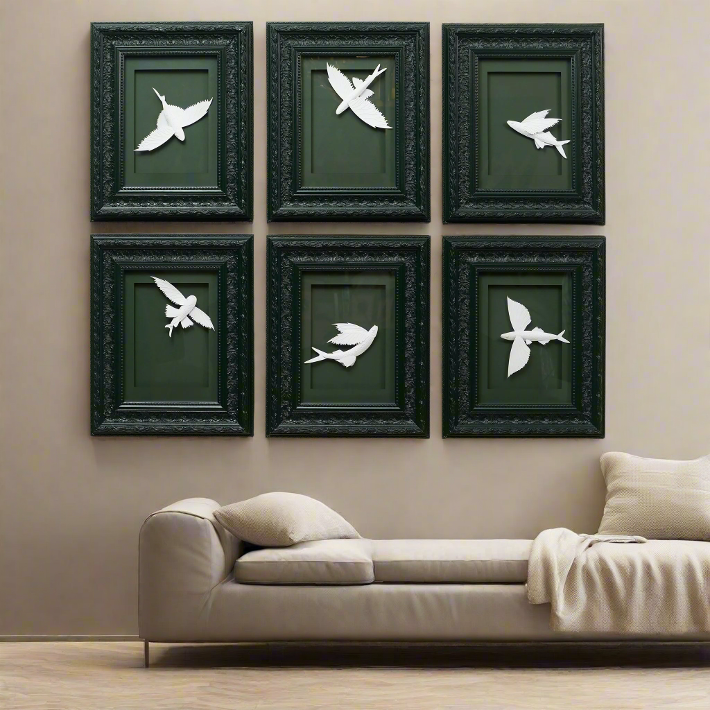 Aviara, The Flight Within - Premium Handmade Wall Art (Set of 6) ~ 5 ft x 4ft