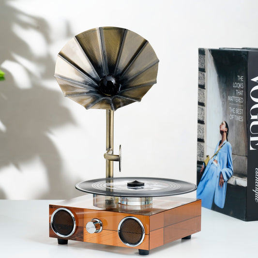 The Playback - Crystal Gramophone Table Showpiece (Amber Brown)
