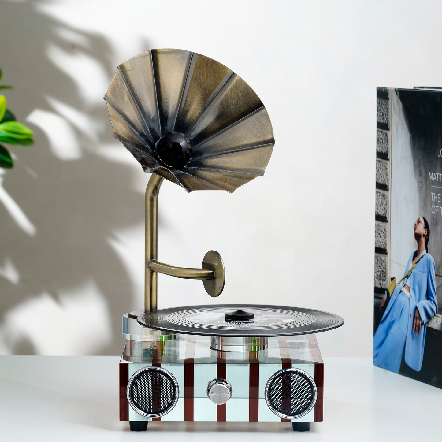 The Playback - Crystal Gramophone Table Showpiece (Amber Brown)