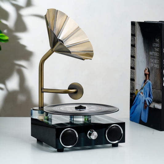 The Playback - Crystal Gramophone Table Showpiece (Black)