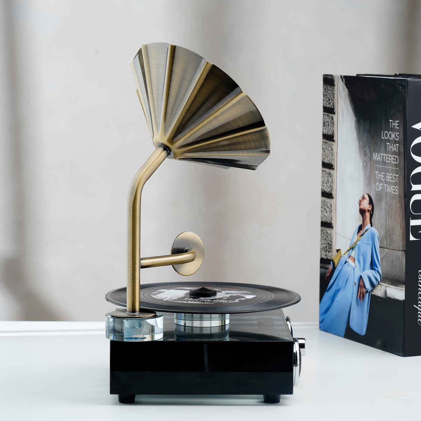 The Playback - Crystal Gramophone Table Showpiece (Black)