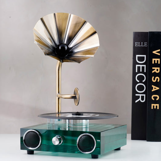 The Playback - Crystal Gramophone Table Showpiece (Green)