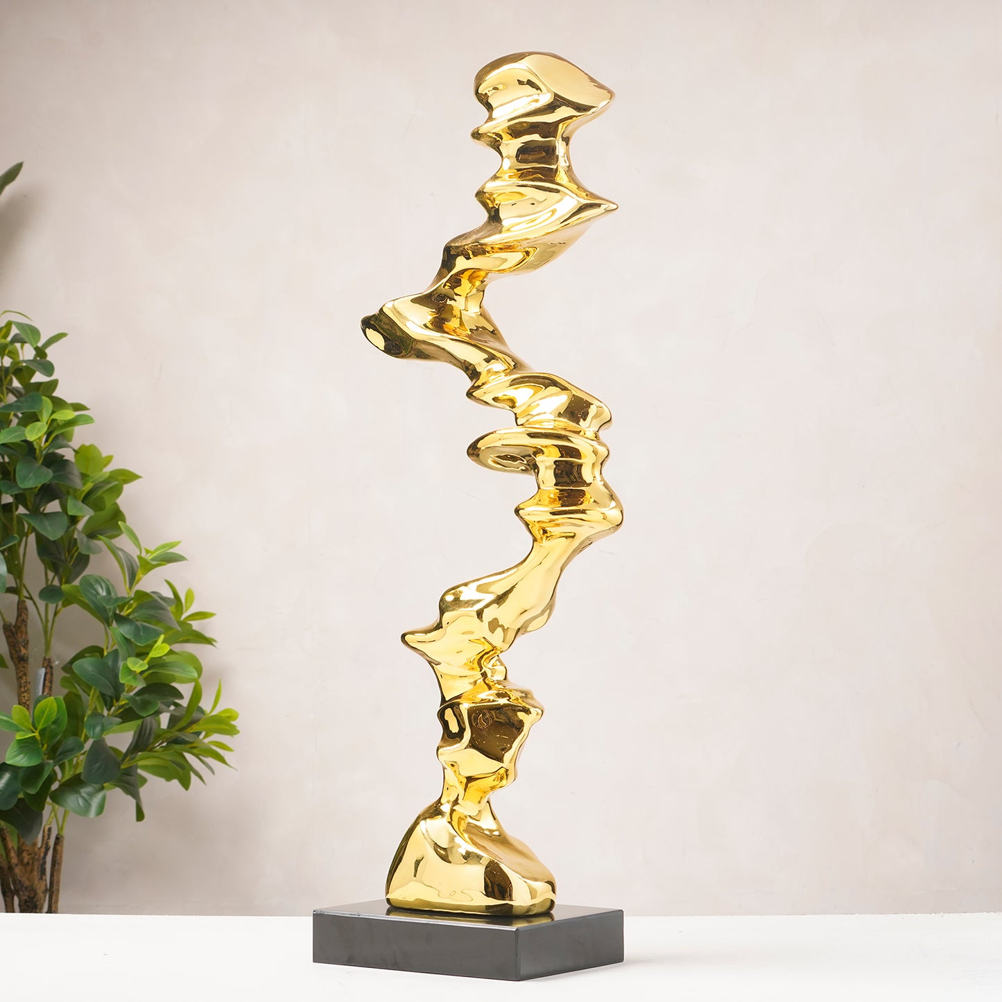 Nouvo - Modern Abstract Metallic Finish Sculptures ~ 3 ft Tall