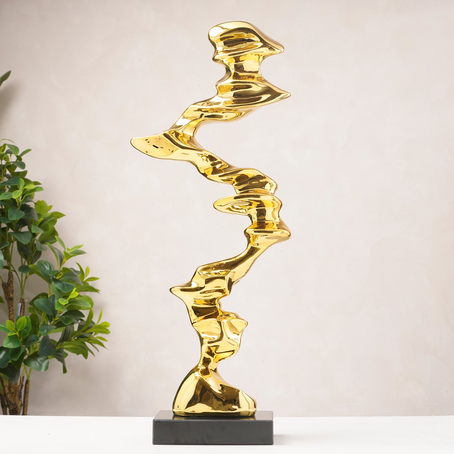 Nouvo - Modern Abstract Metallic Finish Sculptures ~ 3 ft Tall