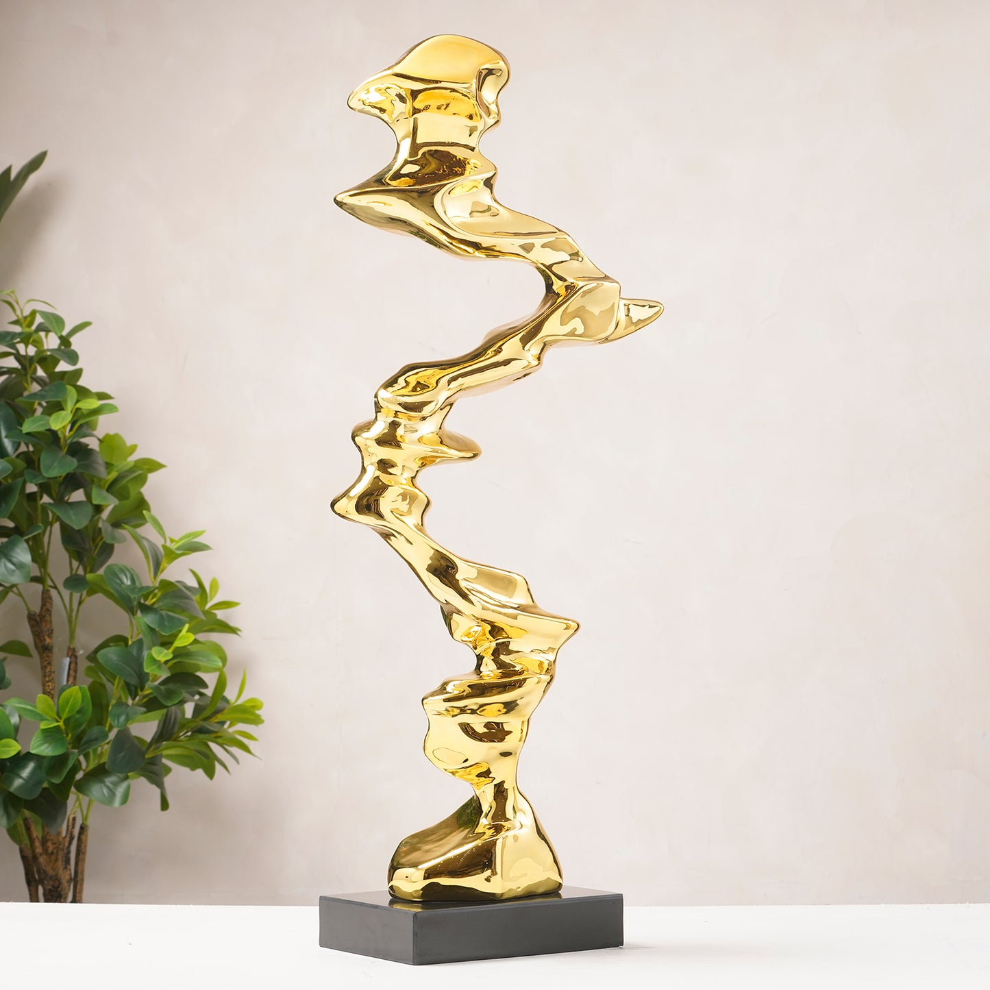 Nouvo - Modern Abstract Metallic Finish Sculptures ~ 3 ft Tall