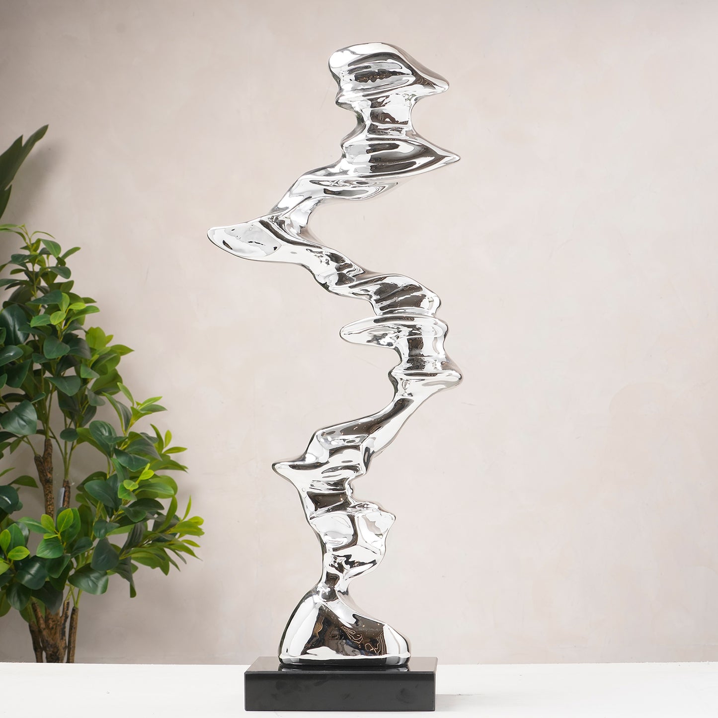 Nouvo - Modern Abstract Metallic Finish Sculptures ~ 3 ft Tall