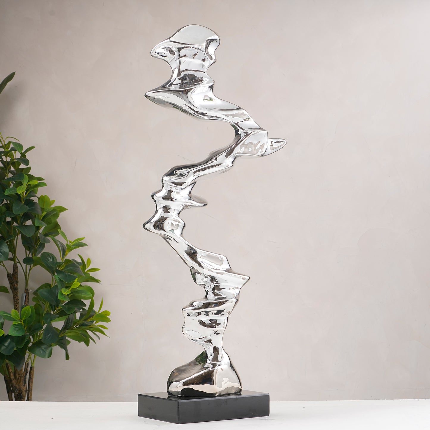 Nouvo - Modern Abstract Metallic Finish Sculptures ~ 3 ft Tall
