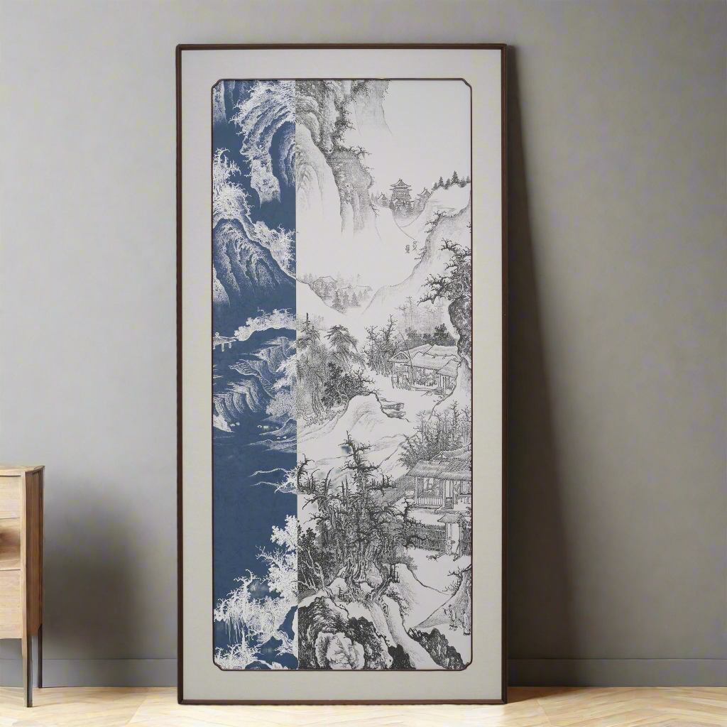 Threads of Time - Premium 3D Vertical Wall Art - Blue ~ 5.5 feet Tall