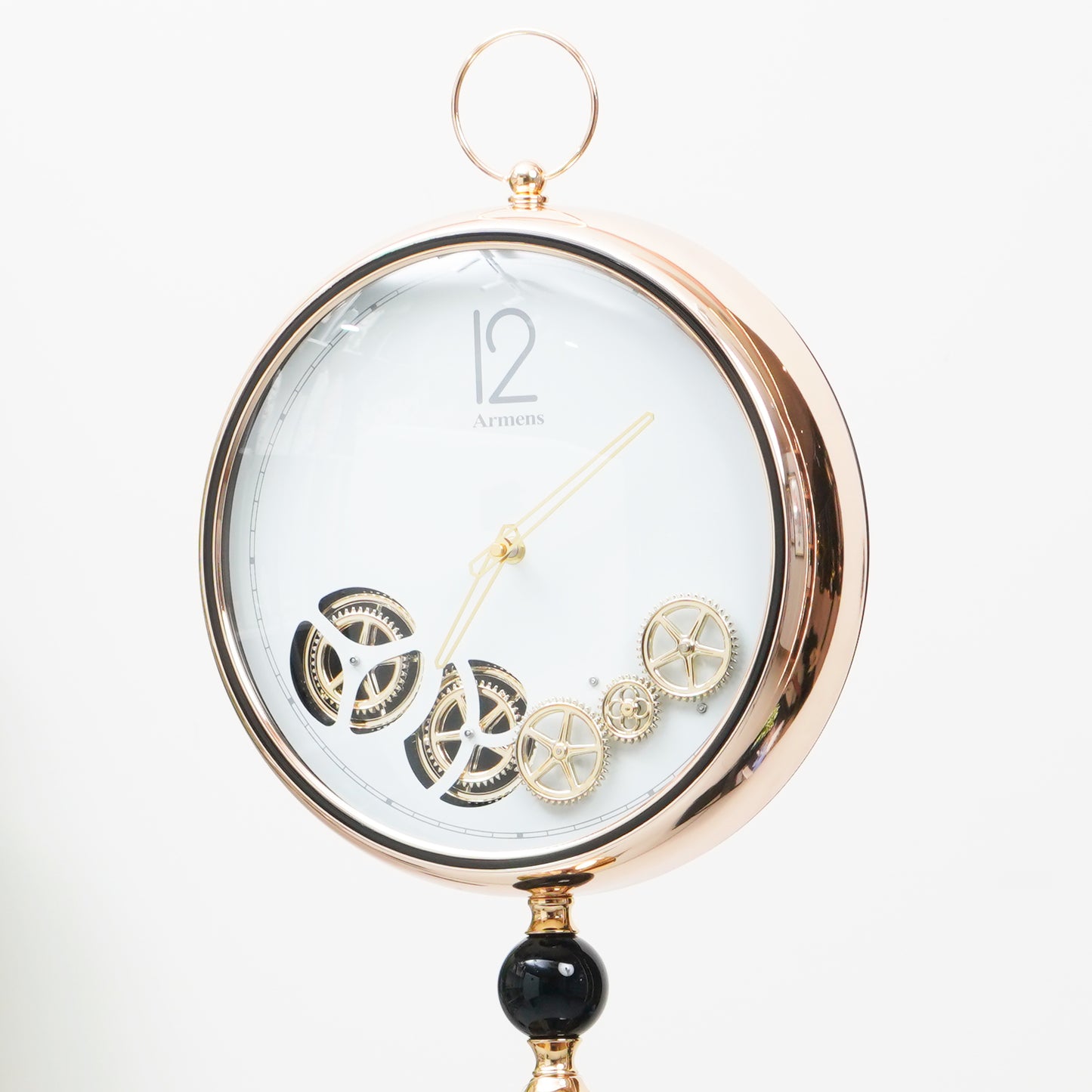 Artisanal Timecraft - Designer Floor Clock with Moving Gears Mechanism - White