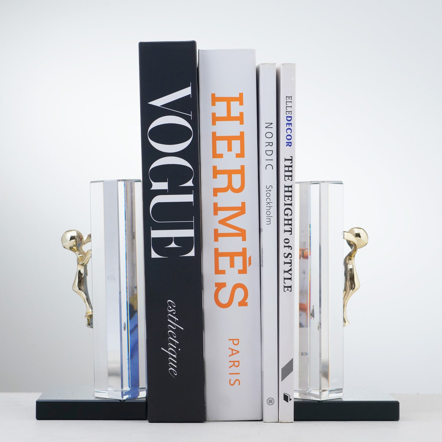 Summit - Crystal & Brass Human Figurines & Bookend (Set of 2)