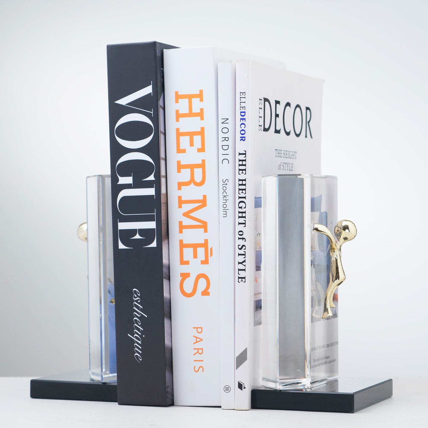 Summit - Crystal & Brass Human Figurines & Bookend (Set of 2)