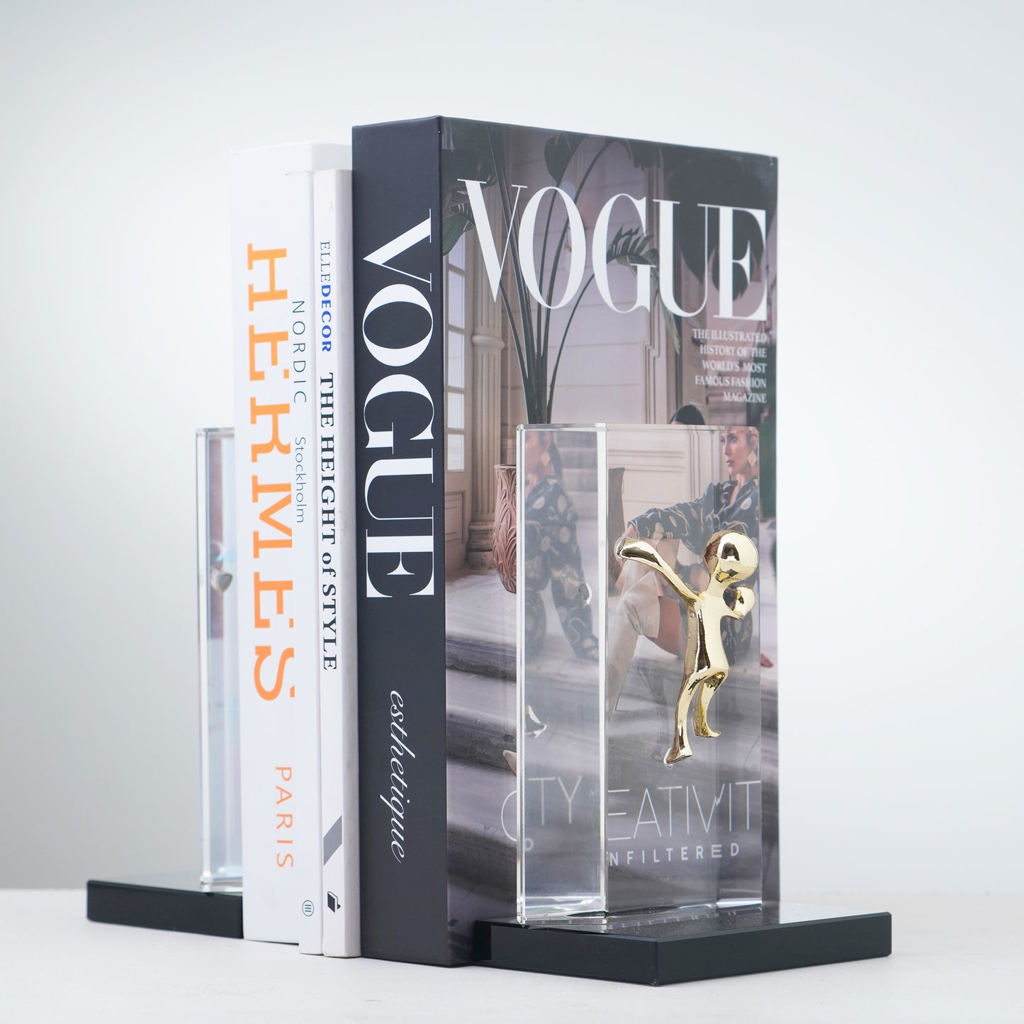 Summit - Crystal & Brass Human Figurines & Bookend (Set of 2)