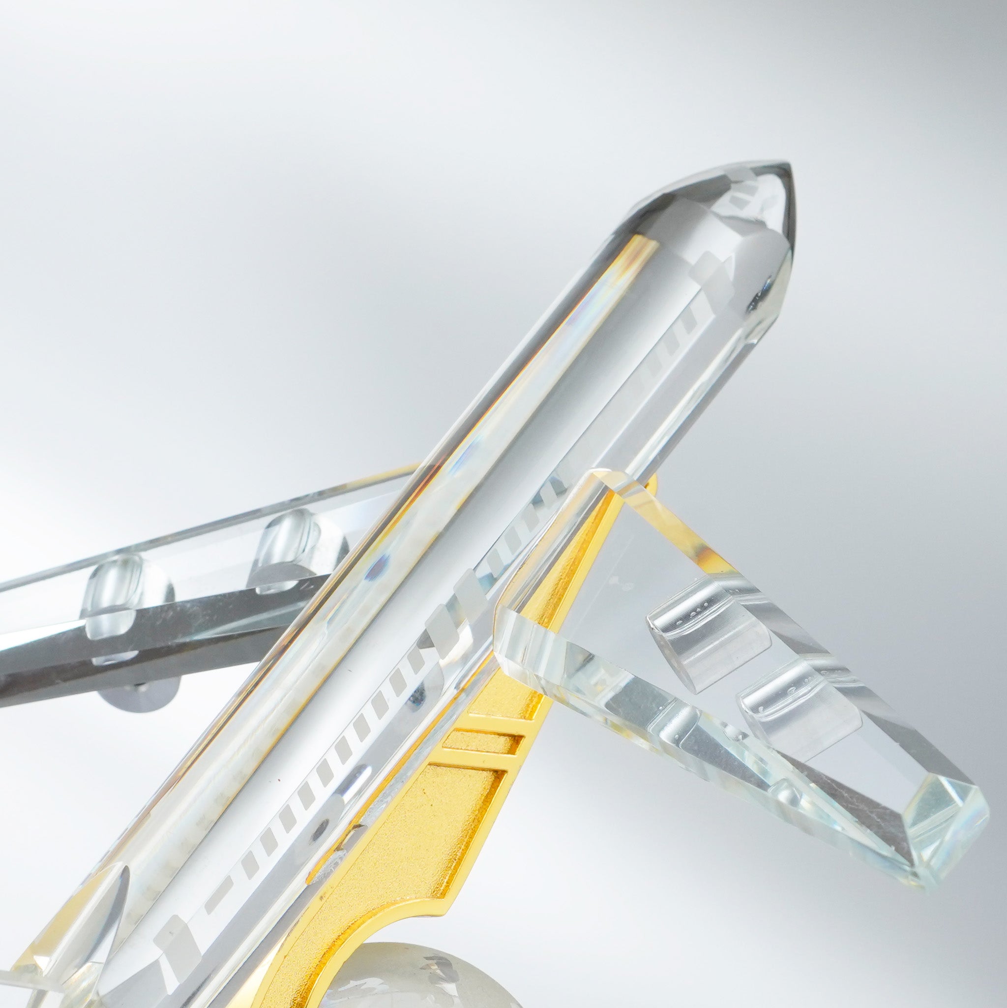 Lift Off - Crystal & Brass Aeroplane Showpiece
