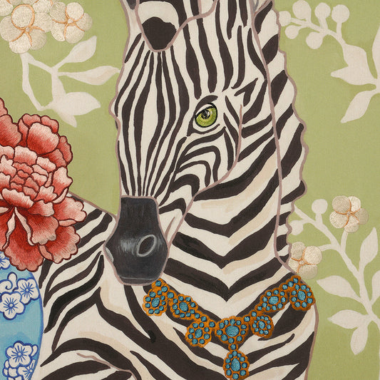 Serengeti - Zebra and Wild Life Inspired Premium Embroidered Wall Art ~ 3.5 x 3.5 ft