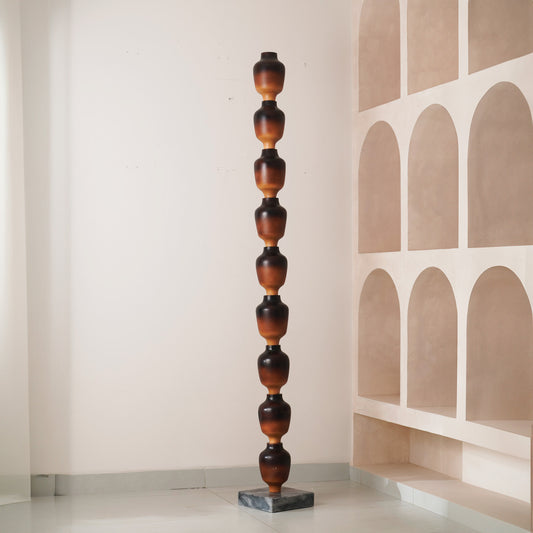 Bastion - Wood Finish Totem Floor Sculpture ~ 7 feet Tall