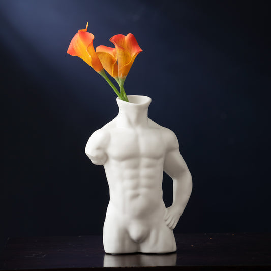 Table Vase The Sculpted Vigor - Ceramic Human Body Flower Vase
