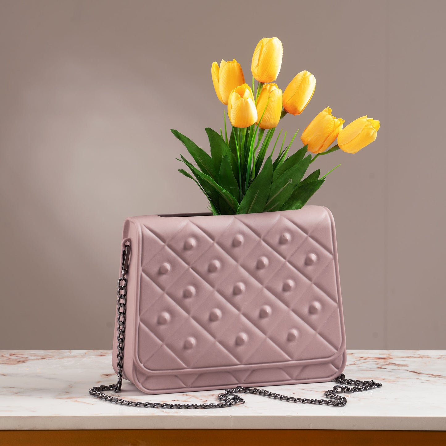 Table Vase Chic Haven Décor - Bag Style Ceramic Flower Vase - Pink