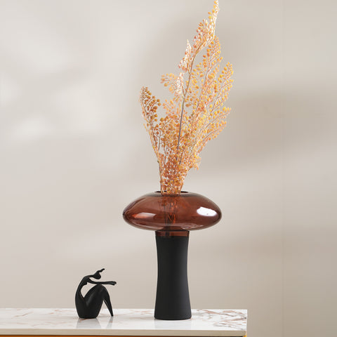 Nature's Whimsy Mushroom Shaped Glass Table Vase