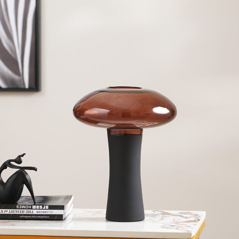 Nature's Whimsy Mushroom Shaped Glass Table Vase