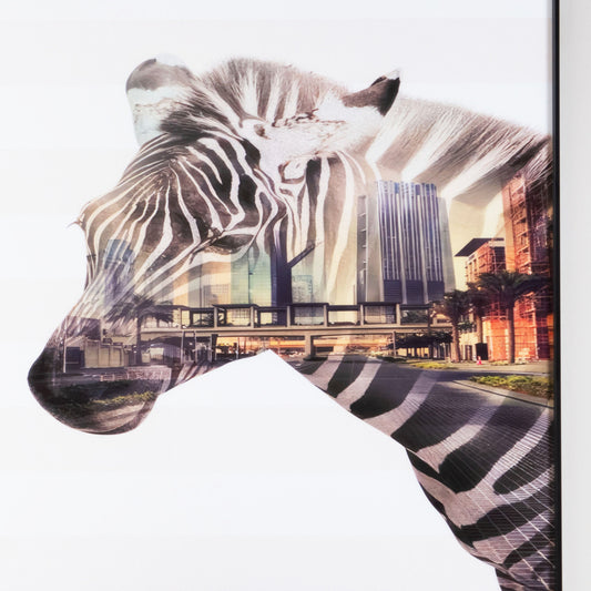 crystal porcelain wall arts Urban Stripes - Glass Framed HD Print Zebra Wall Art ~ 3.5 x 3.5 ft
