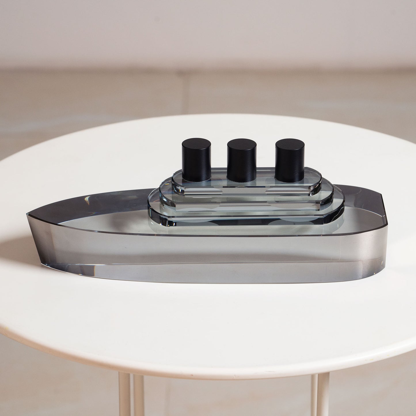 Crystal Seas Ship - Crystal Table Showpiece - Smokey Black