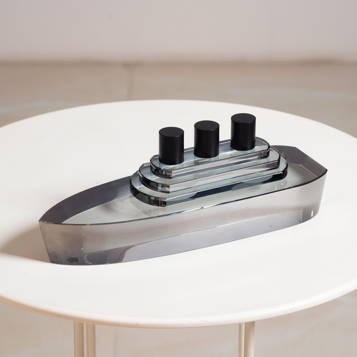 Crystal Seas Ship - Crystal Table Showpiece - Smokey Black