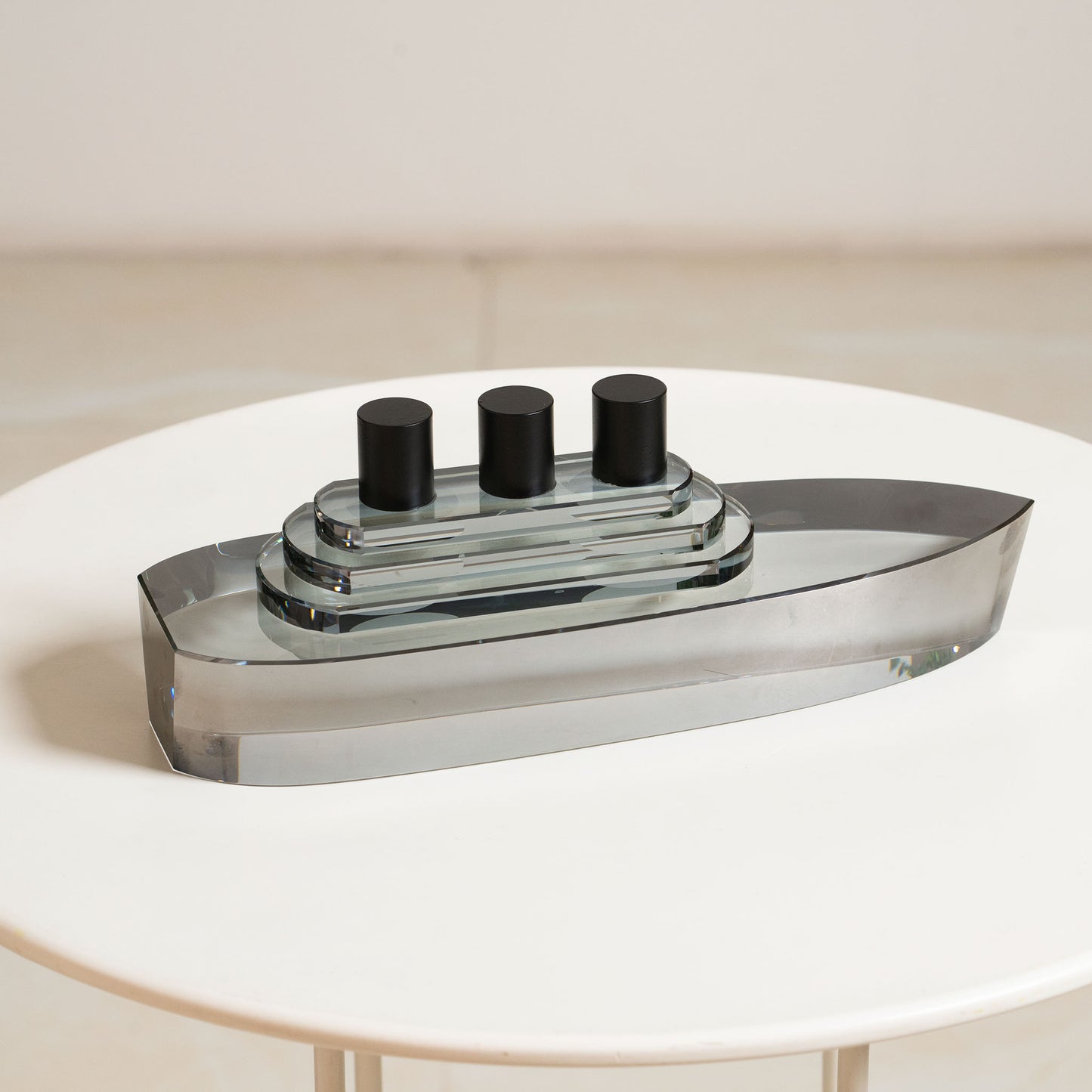 Crystal Seas Ship - Crystal Table Showpiece - Smokey Black
