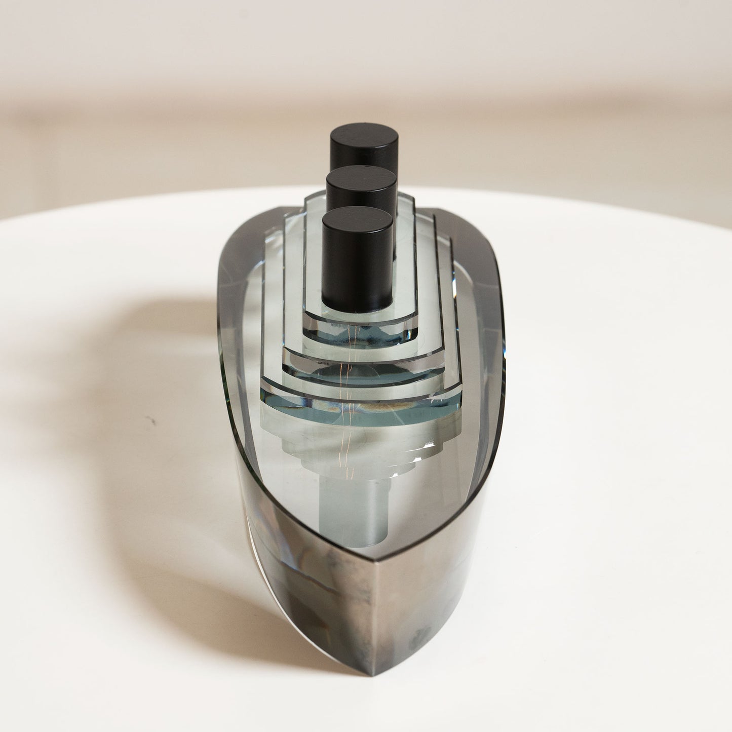 Crystal Seas Ship - Crystal Table Showpiece - Smokey Black