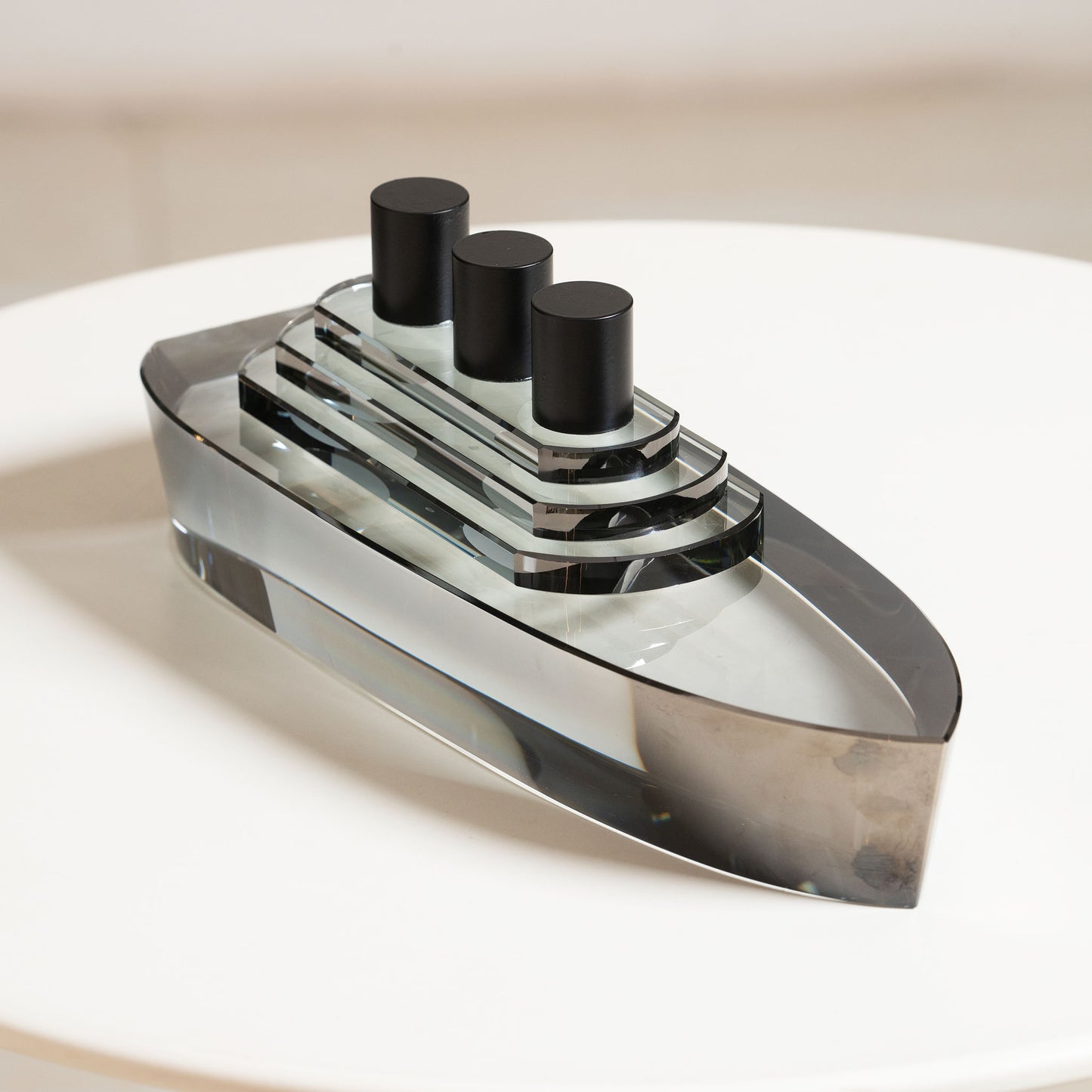 Crystal Seas Ship - Crystal Table Showpiece - Smokey Black