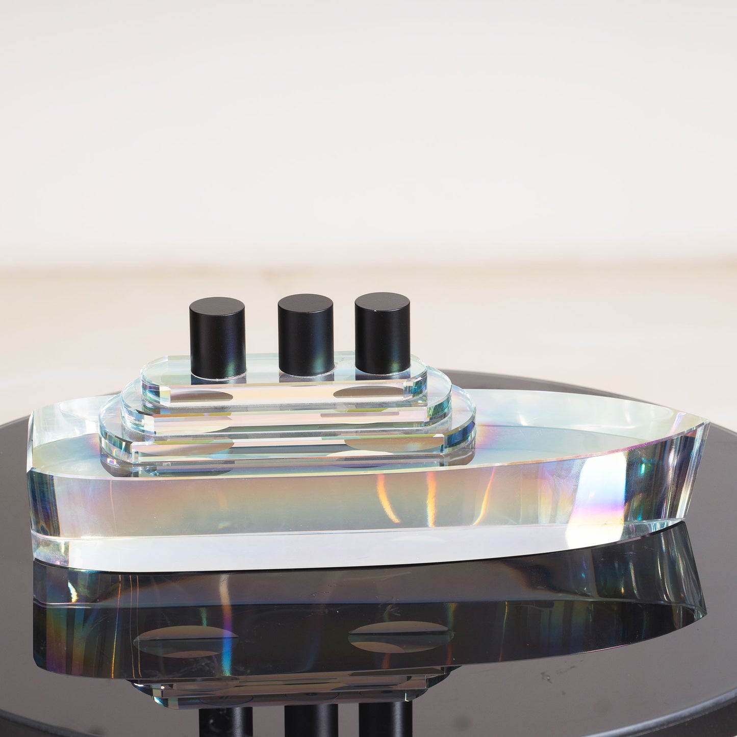 Crystal Seas Ship - Crystal Table Showpiece - Clear with Rainbow Effect