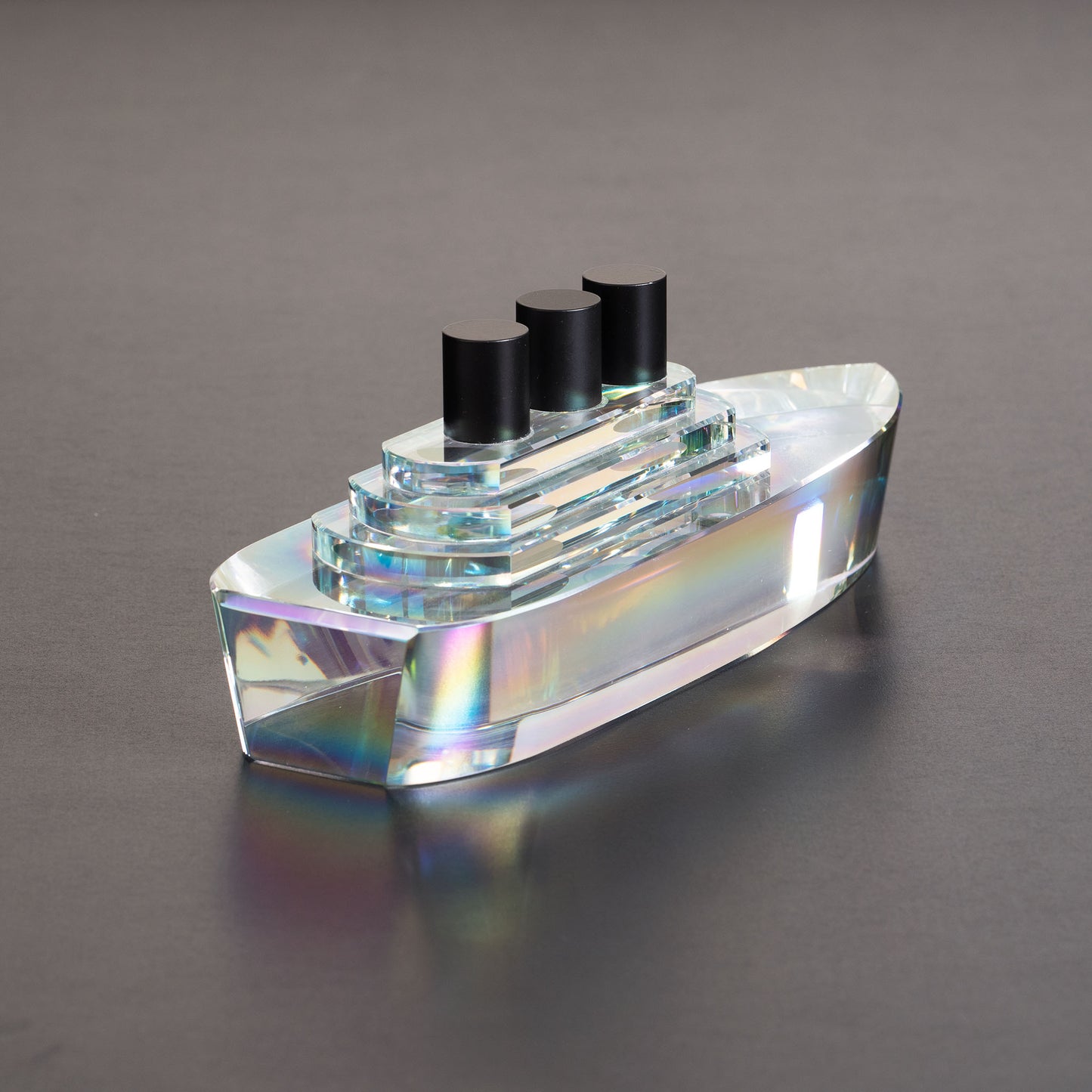 Crystal Seas Ship - Crystal Table Showpiece - Clear with Rainbow Effect