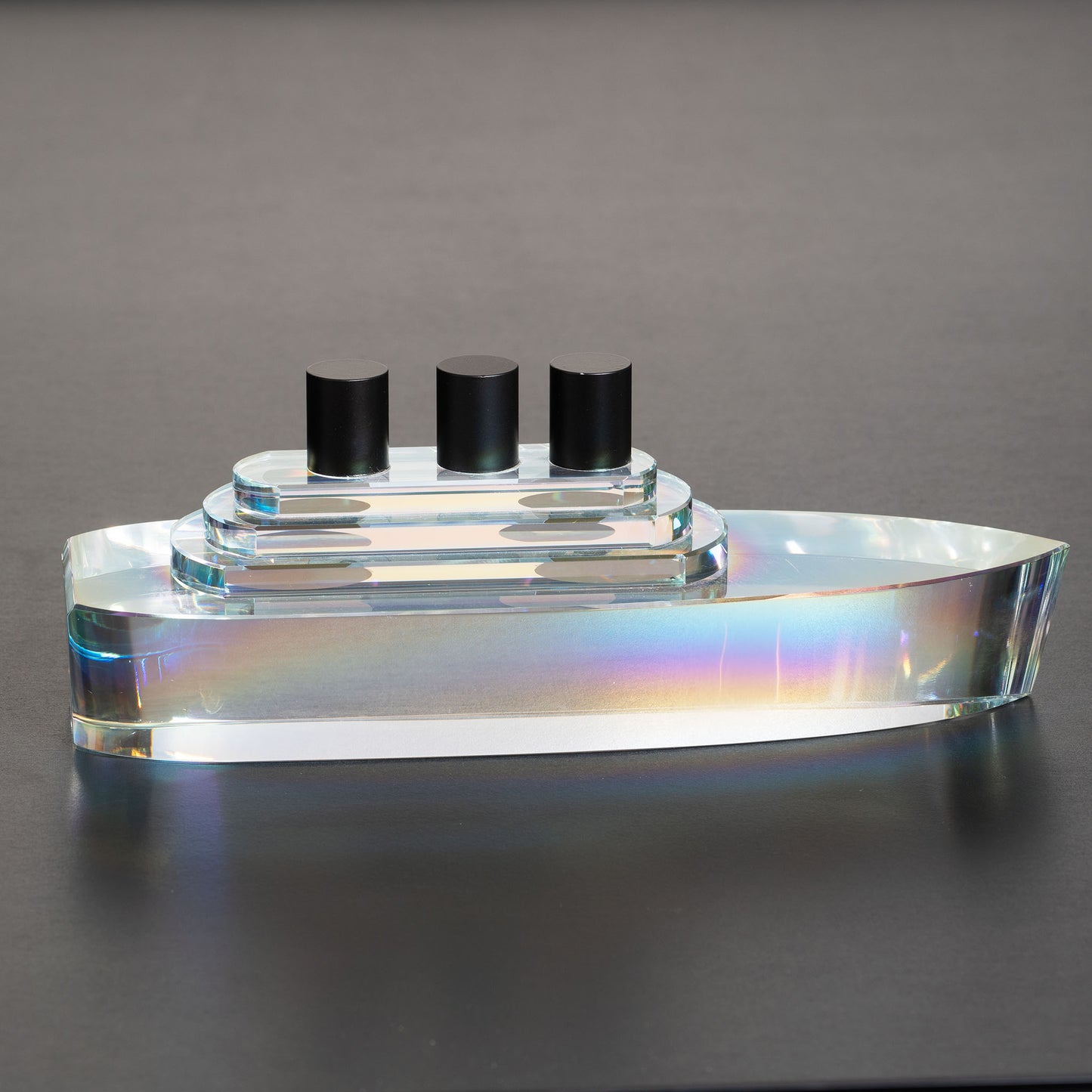 Crystal Seas Ship - Crystal Table Showpiece - Clear with Rainbow Effect