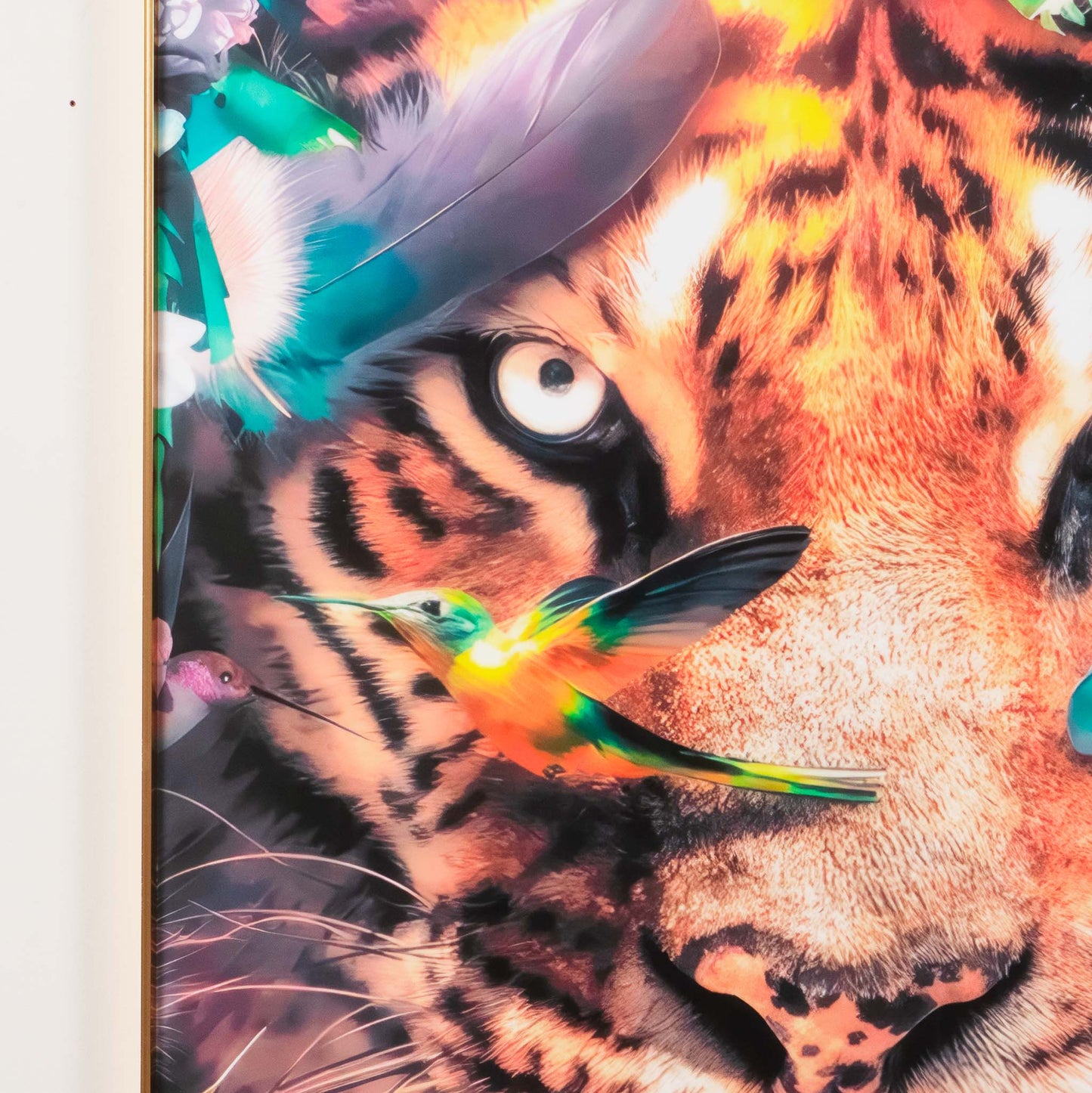 crystal porcelain wall arts Wild Symphony - Glass Framed HD Print Tiger Wall Art ~ 4 feet x 3 feet