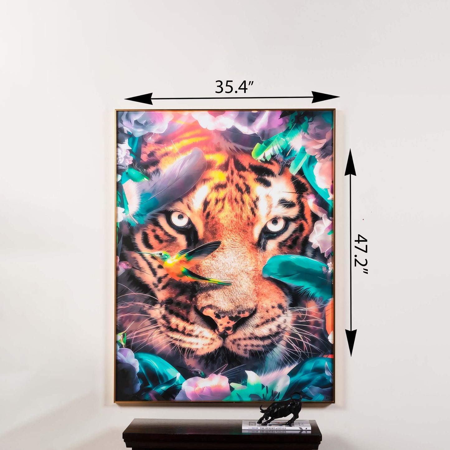 crystal porcelain wall arts Wild Symphony - Glass Framed HD Print Tiger Wall Art ~ 4 feet x 3 feet