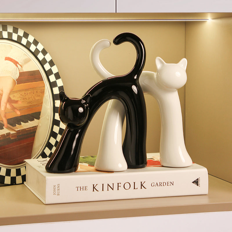 Showpiece Twin Hearts - Ceramic Cat Showpiece