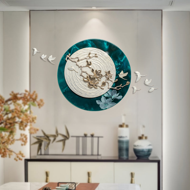 Premium Wall Art Moonlit Bloomscape - Nature Themed Floral Premium Round Wall Art
