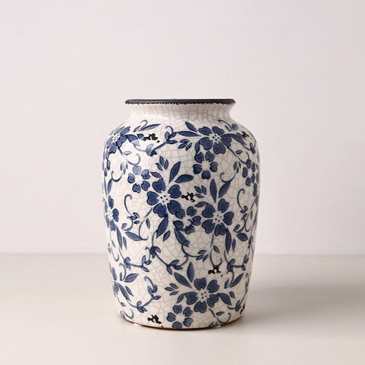 Florentine Bloom - Blue & White Ceramic Table Vase