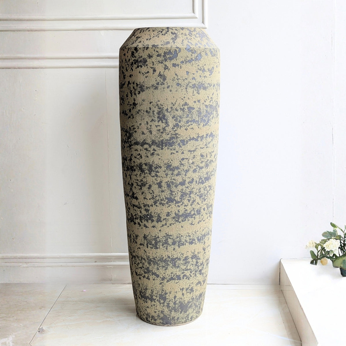 Patina large textured ceramic floor pot