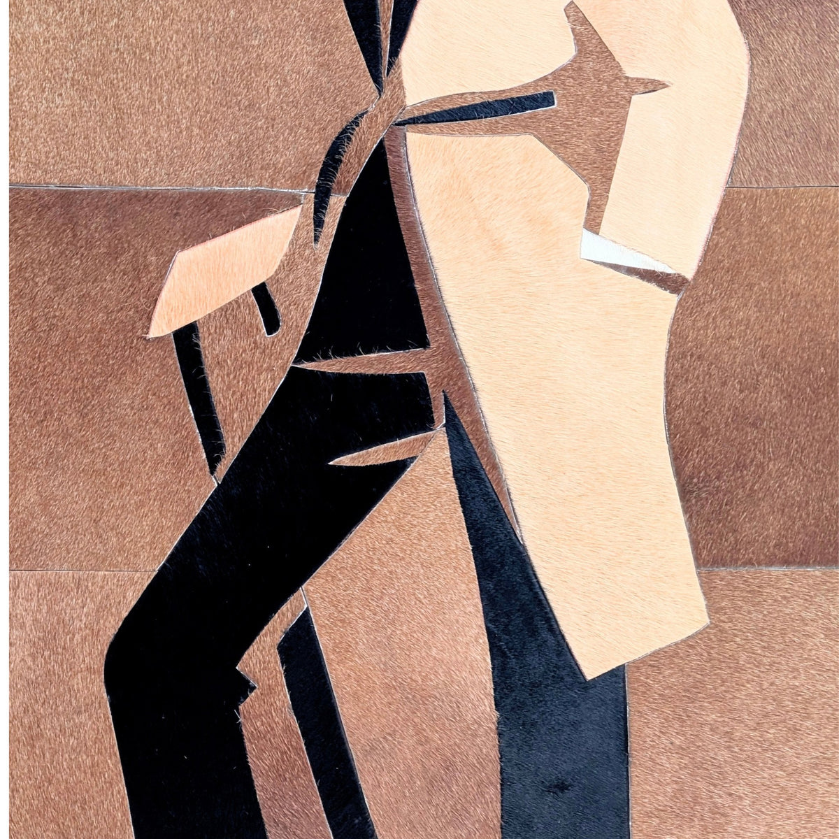 Detail of Vogue gentleman bovine leather fashion wall art panel
