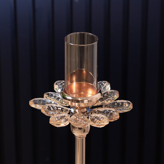 Candle Holder The Artisan's Shine - Metal & Glass Lotus Shaped Candle Holder
