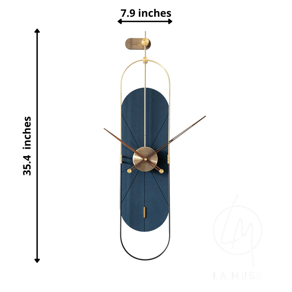 Wall Clocks Bel Esprit - Designer Vertical Wall Clock - Blue ~ 3 ft