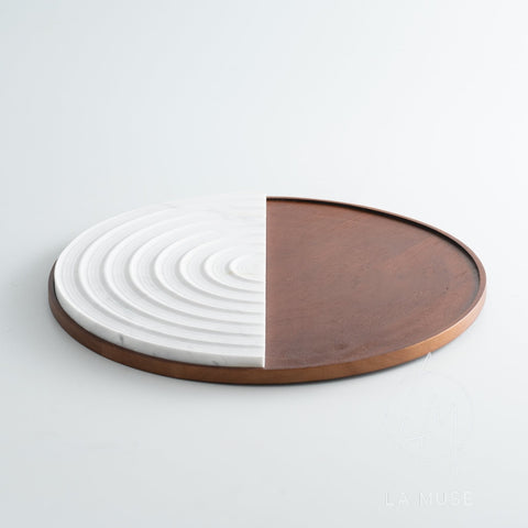 Decorative Tray Eternal Duo - Decorative Serving Tray - Marble & Wood