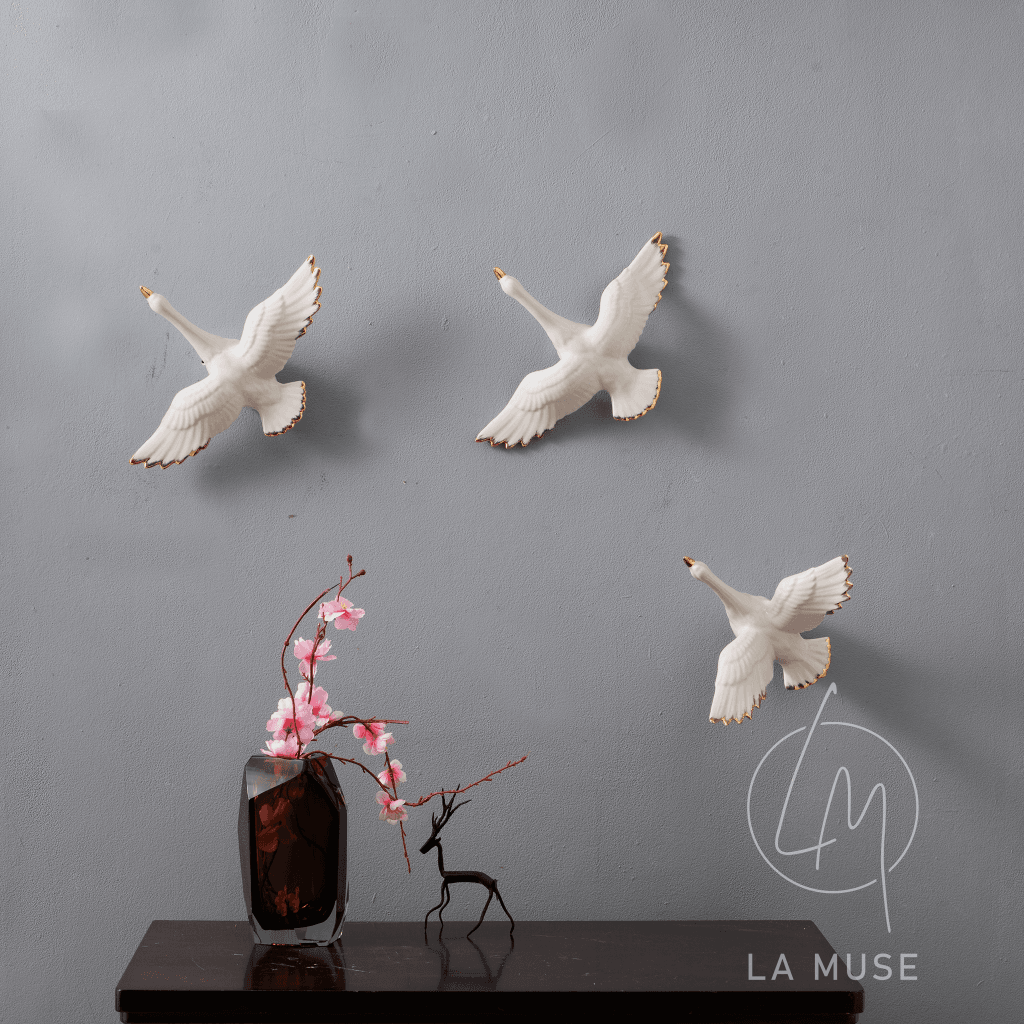 Wall Mounts & Accents The Soaring Soul Birds - Ceramic Wall Mount Decor (Set of 3) - White