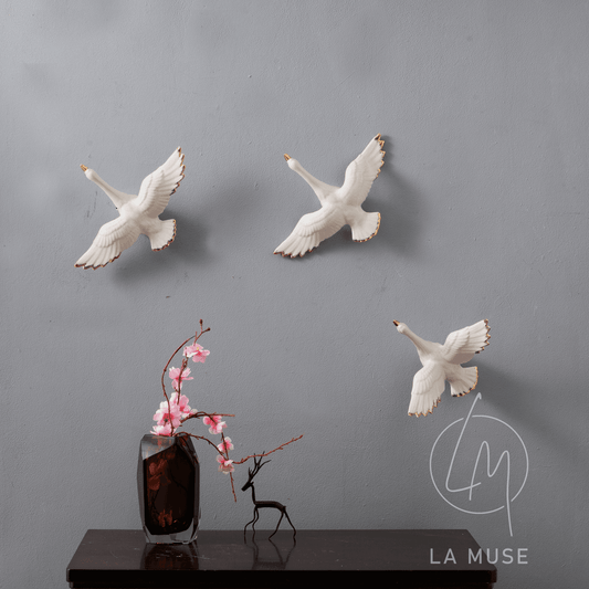 Wall Mounts & Accents The Soaring Soul Birds - Ceramic Wall Mount Decor (Set of 3) - White