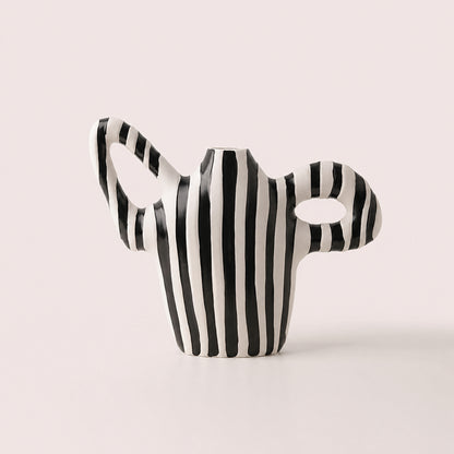 Geometrica striped double-ear ceramic table vase
